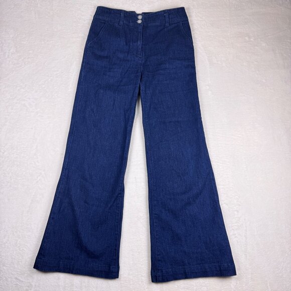 Maeve by Anthropologie Wide Leg Flare Jeans Dark Wash Size 26 - Picture 1 of 7
